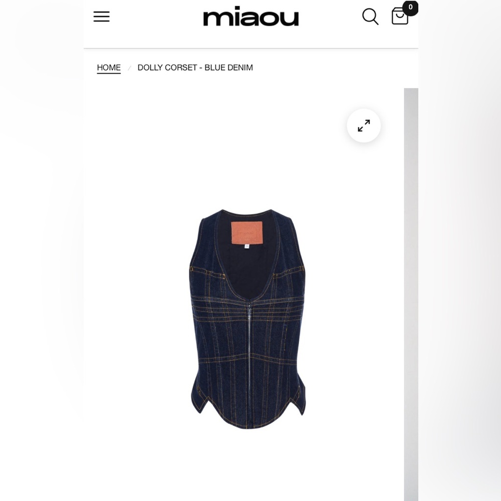Miaou L Dark Blue denim dolly corset. Featuring a front zipper. NWT. - Picture 6 of 6